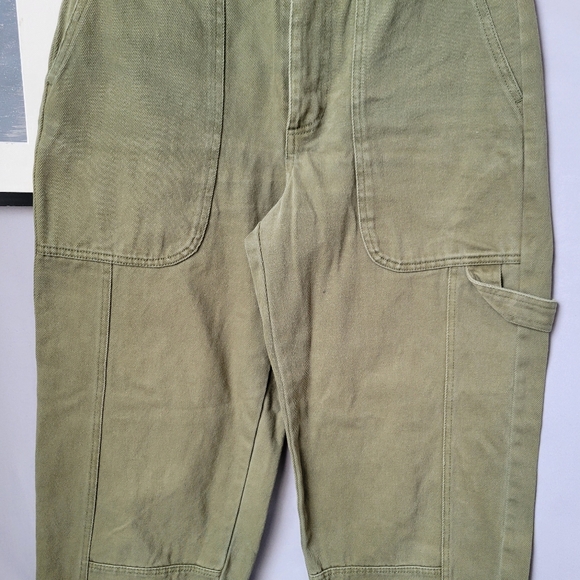 Alex Mill Phoebe Recycled-Denim Straight-Leg Cargo Pants Army Olive Green 26 - Picture 6 of 14